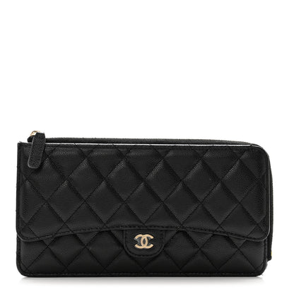 Chanel Caviar Quilted Flap Zip Pouch Black 1 of 8