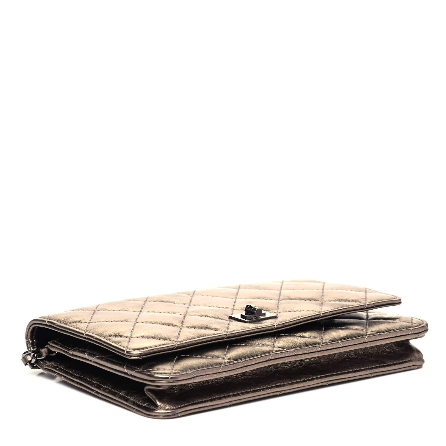 Chanel Metallic Aged Calfskin Quilted Reissue Wallet On Chain WOC Bronze 4 of 9