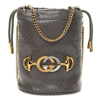 Gucci Snakeskin Mini Zumi Bucket Bag Dusty Grey 1 of 11