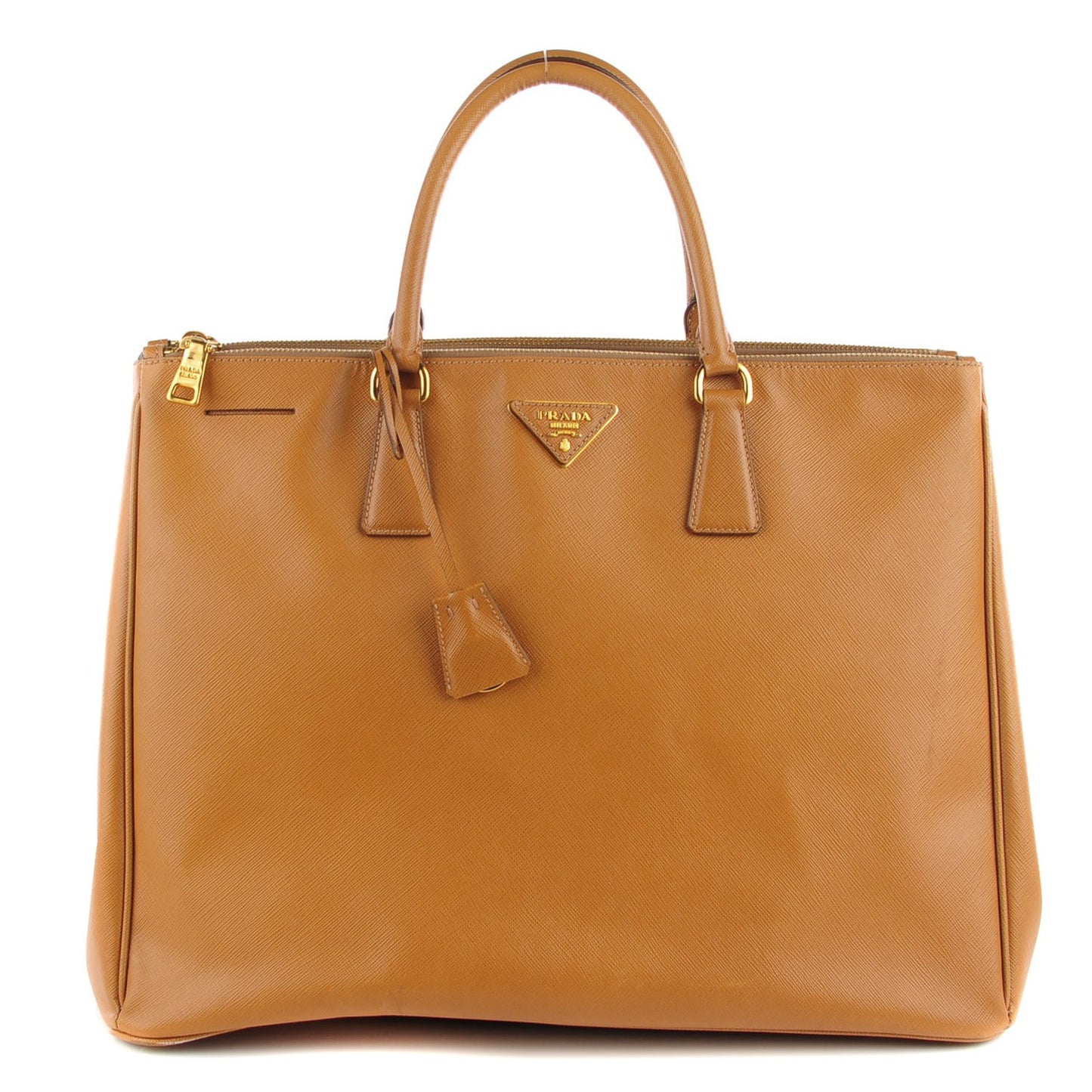 Saffiano Lux Extra Large Galleria Double Zip Tote Caramel