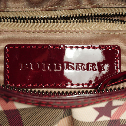 Burberry Patent Supernova Check Stars Small Hernville Hobo Berry Red 7 of 9