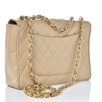 Chanel Lambskin Quilted Jumbo Single Flap Light Beige 3 of 13