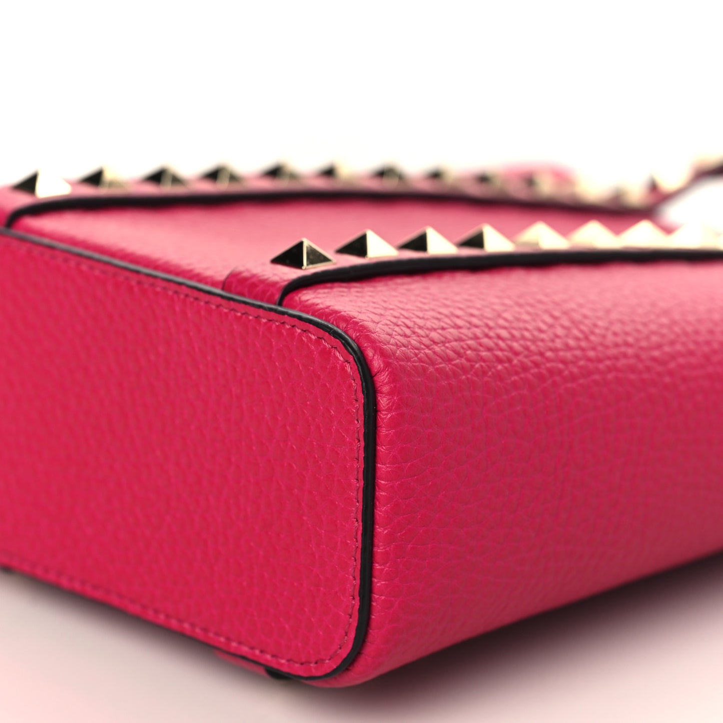 Pebbled Calfskin Rockstud North-South Crossbody Bag Rose Violet