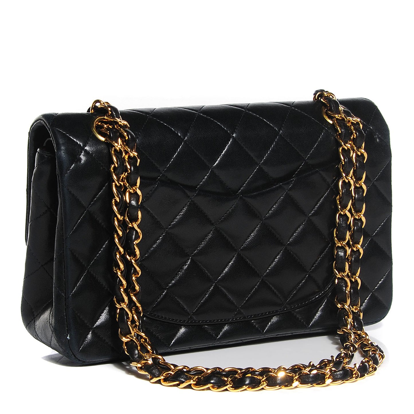 Lambskin Quilted Small Double Flap Black