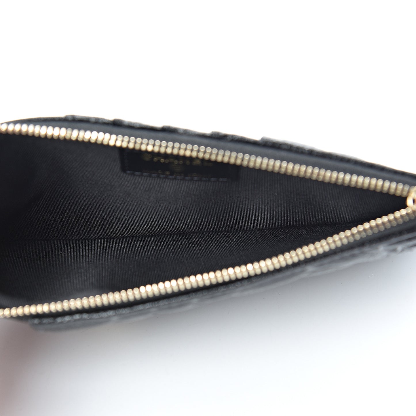 Caviar Camellia Embossed Classic Flat Wallet Pouch Black