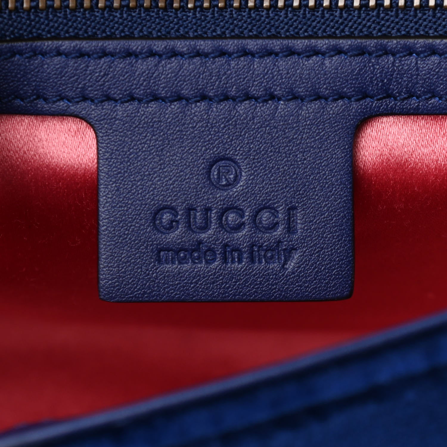 Gucci Velvet Matelasse Deer Embroidered Small GG Marmont Shoulder Bag Cobalt 6 of 10