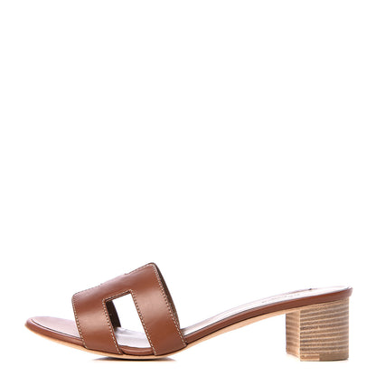 Hermes Calfskin Oasis Sandals 38.5 Gold 1 of 12
