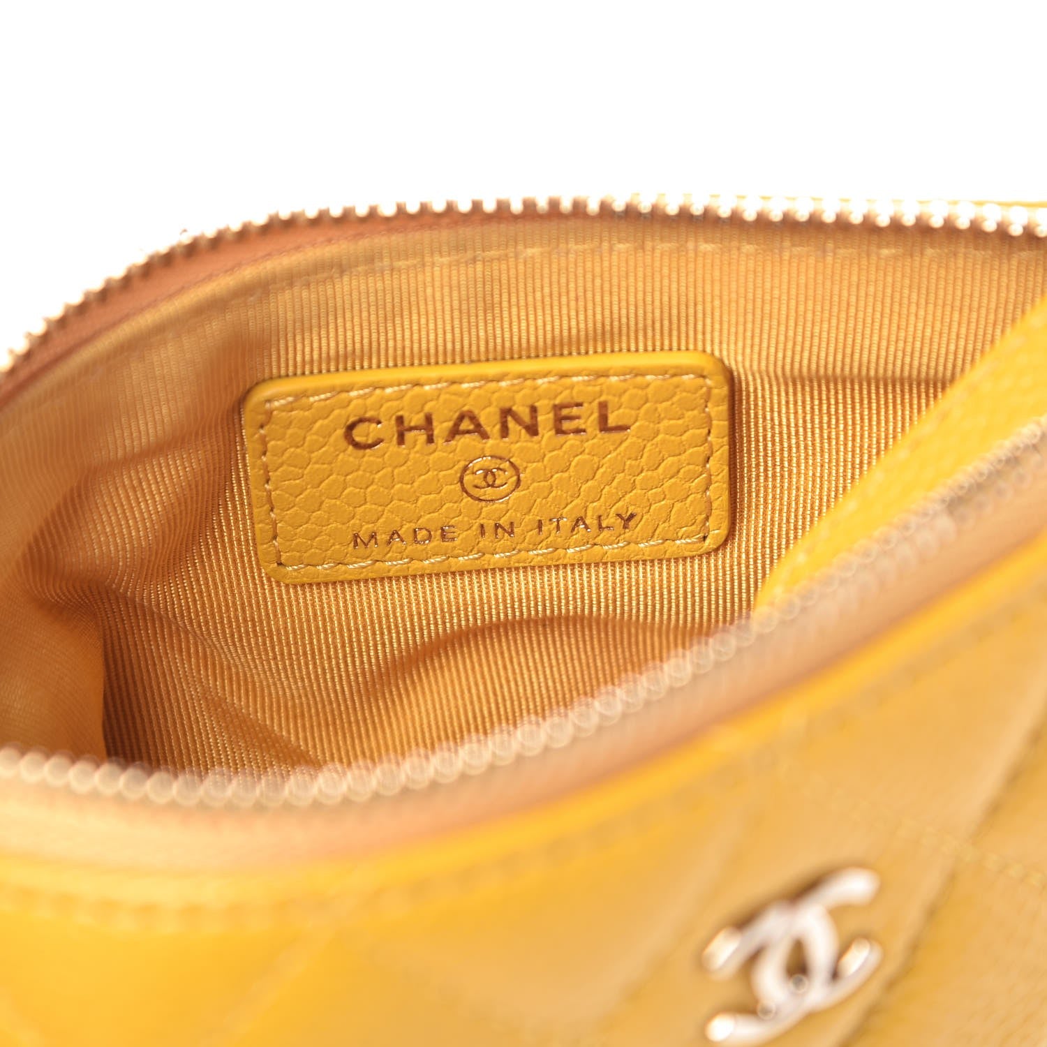 Chanel Caviar Quilted Small Cosmetic Case Yellow 6 of 8