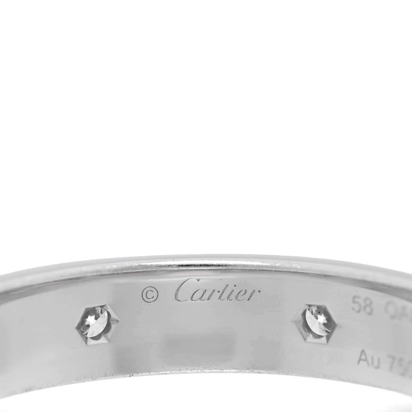18K White Gold 8 Diamond 4mm Wedding Band LOVE Ring 58 8.5