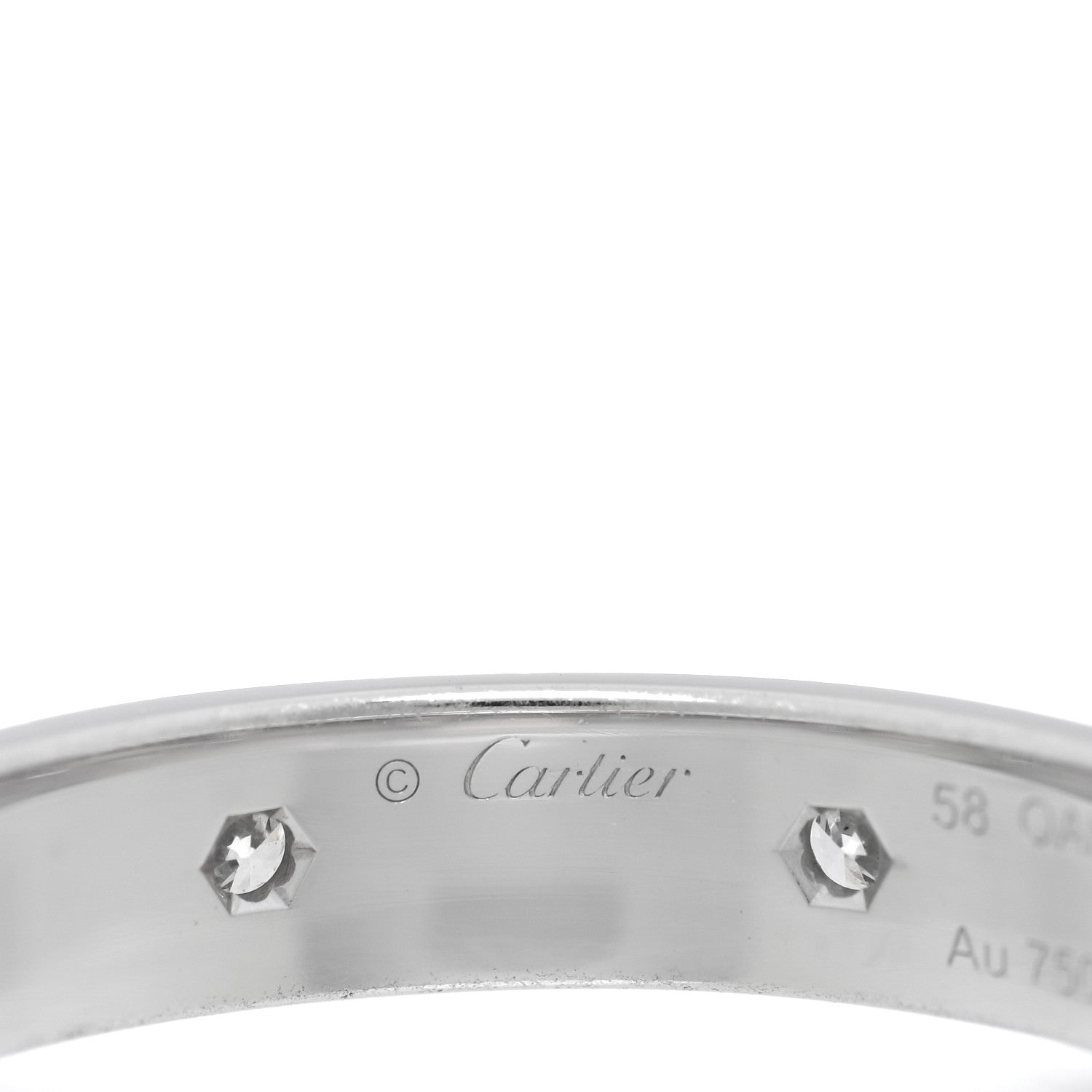 Cartier 18K White Gold 8 Diamond 4mm Wedding Band LOVE Ring 58 8.5 4 of 5