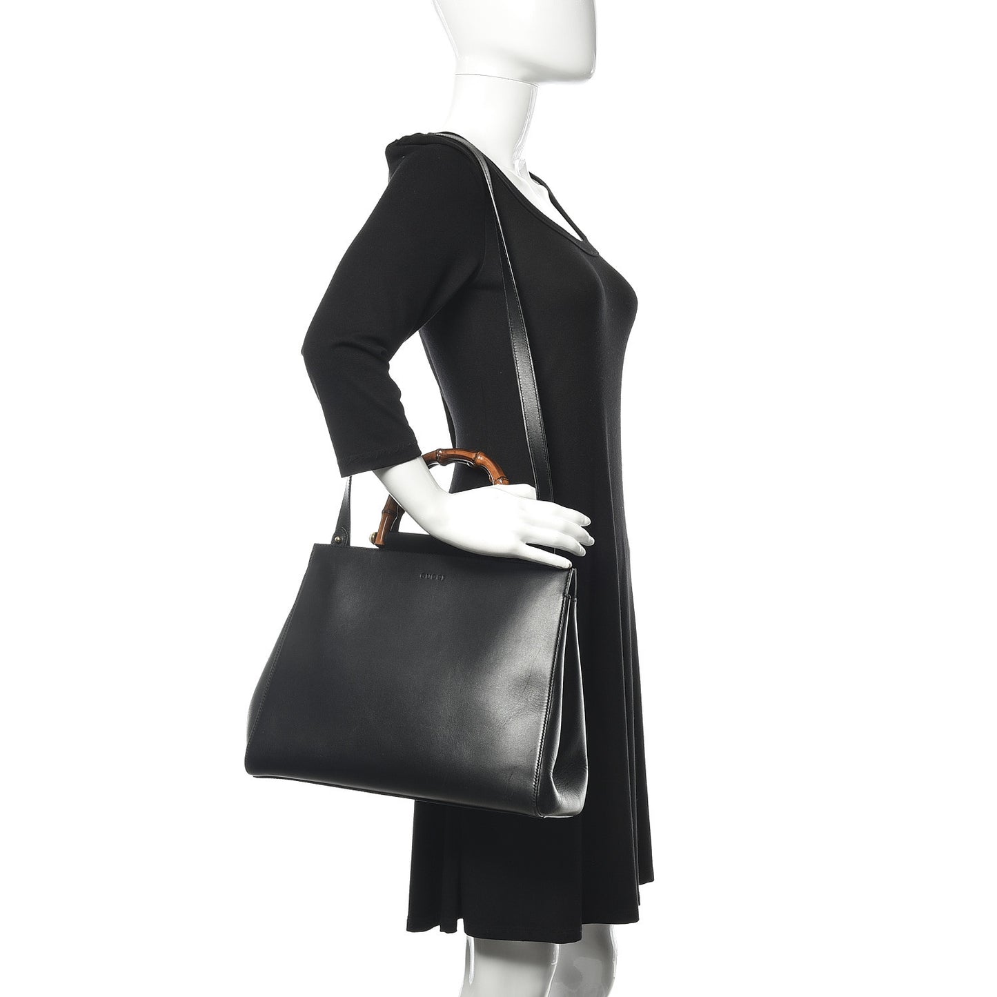 Nappa Bamboo Medium Nymphaea Top Handle Bag Black