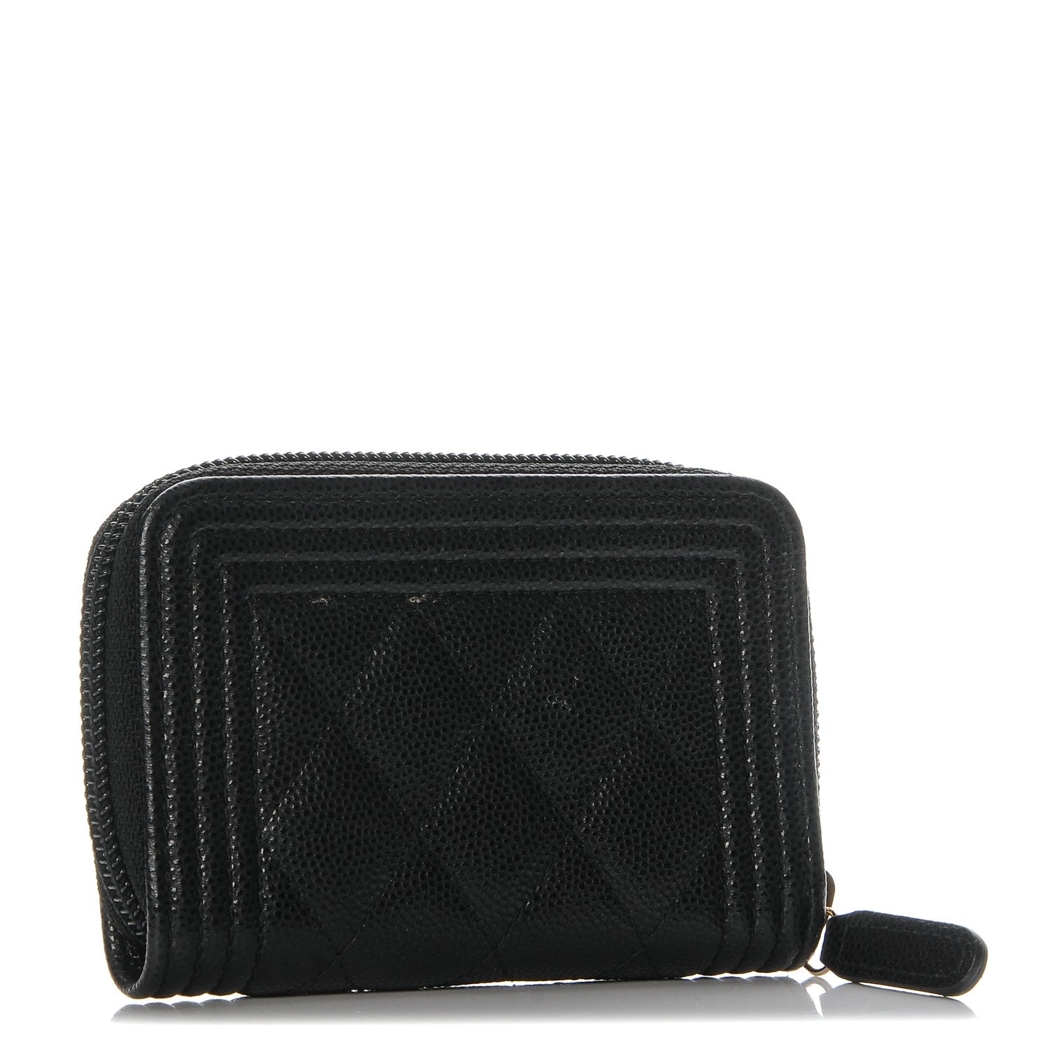 Chanel Caviar Quilted Boy Zip Around Coin Purse Wallet Black 3 of 7