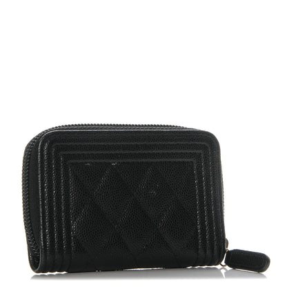 Chanel Caviar Quilted Boy Zip Around Coin Purse Wallet Black 3 of 7