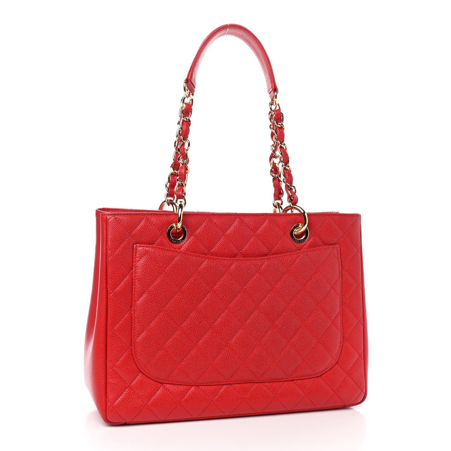Chanel Caviar Quilted Grand Shopping Tote GST Red 3 of 11