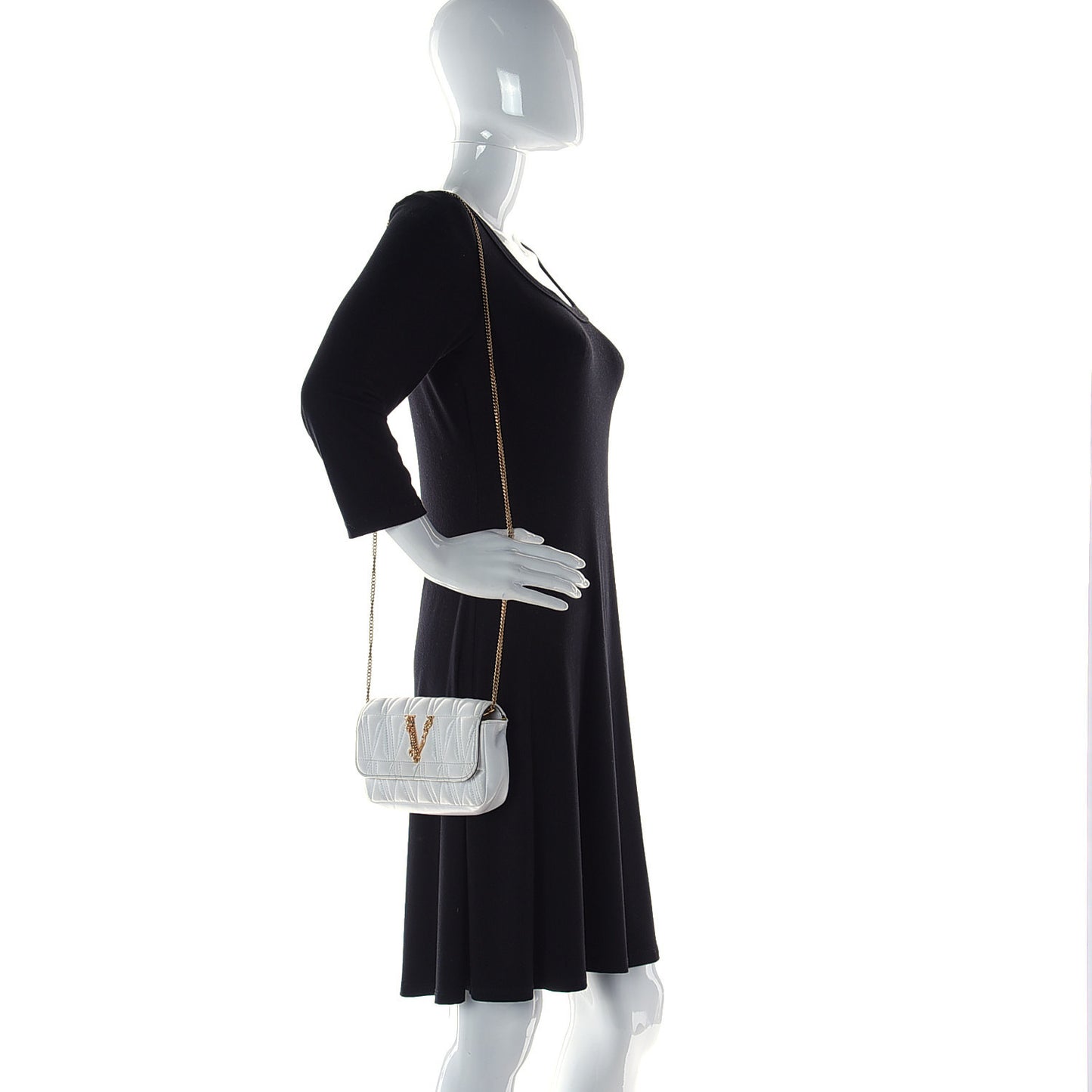 Nappa Quilted Virtus Evening Bag White