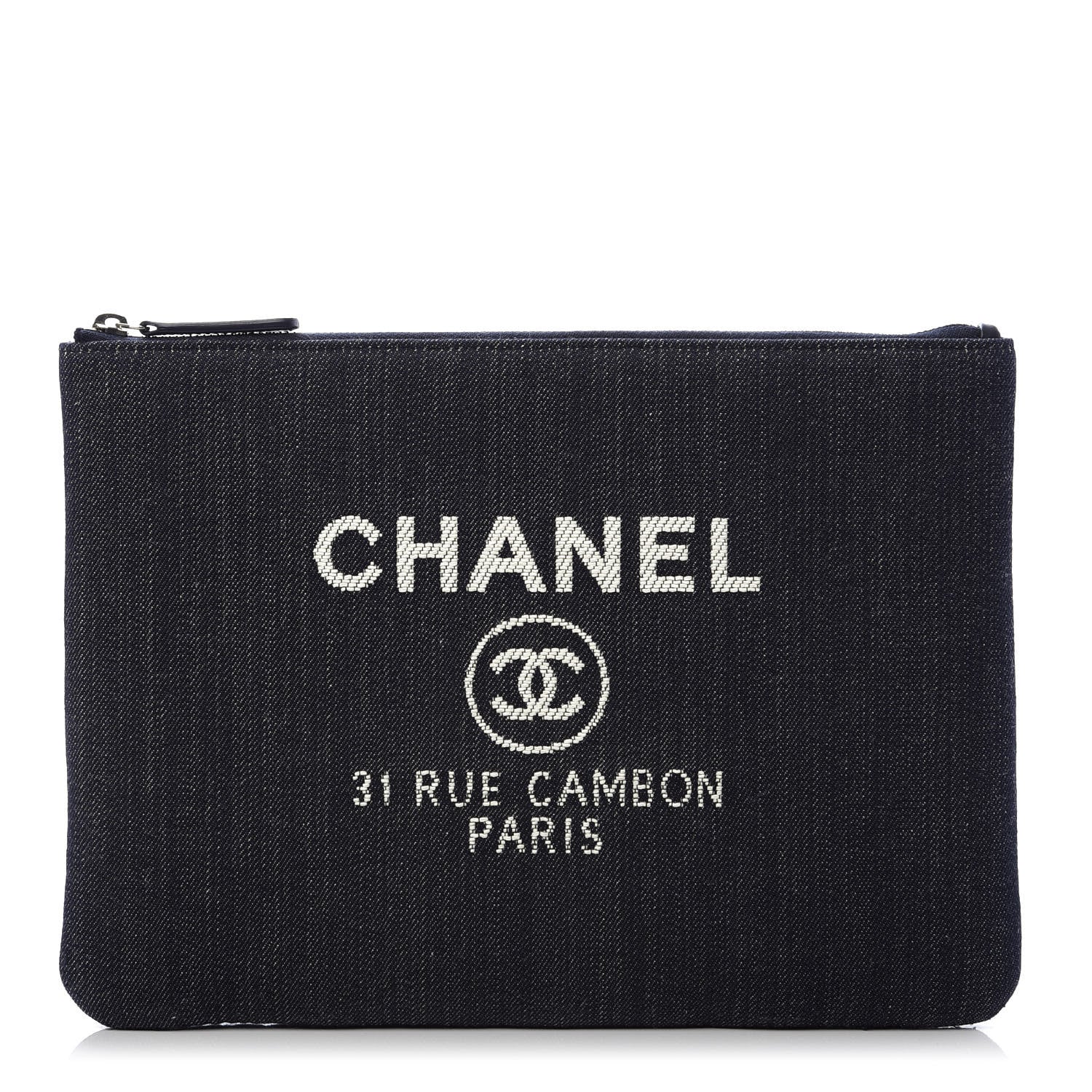 Chanel Denim Medium Deauville Pouch Dark Blue 1 of 7