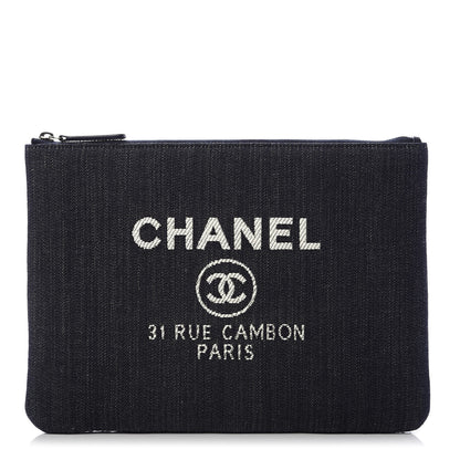 Chanel Denim Medium Deauville Pouch Dark Blue 1 of 7