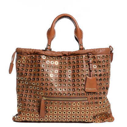 Burberry Leather Big Crush Eyelet Tote Bright Tan 1 of 9