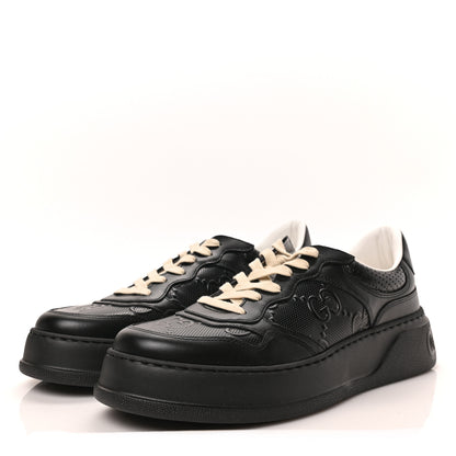 Gucci Calfskin GG Tennis Embossed Perforated Mens Interlocking G 55mm Sneakers 10.5 Black 3 of 9