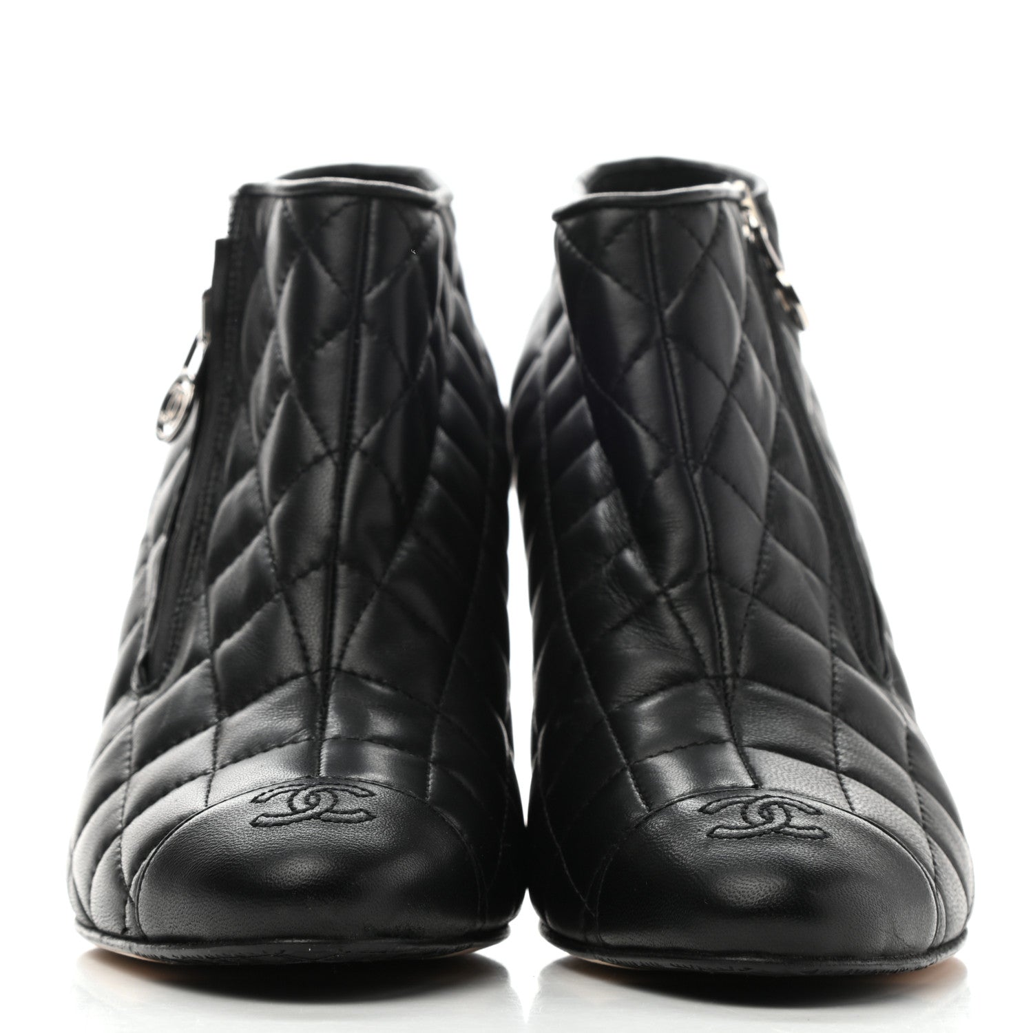 Chanel Calfskin Quilted Cap Toe Short Boots 39 Black 2 of 8