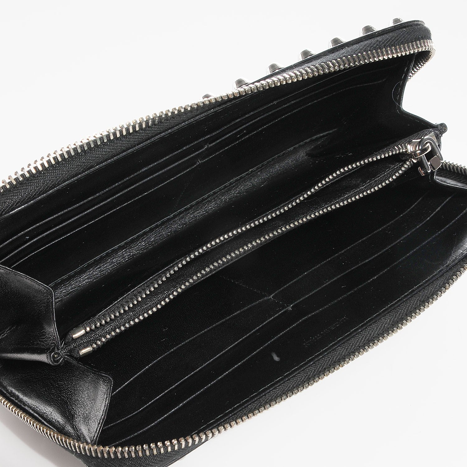 Prada Spazzolato Studded Zip Around Wallet Black 5 of 8