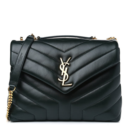 Saint Laurent Calfskin Y Quilted Monogram Small Loulou Chain Satchel Olive 1 of 4