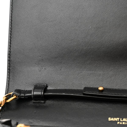 Saint Laurent Smooth Calfskin Tri-Metal Cassandre Wallet On Chain WOC Black 10 of 12