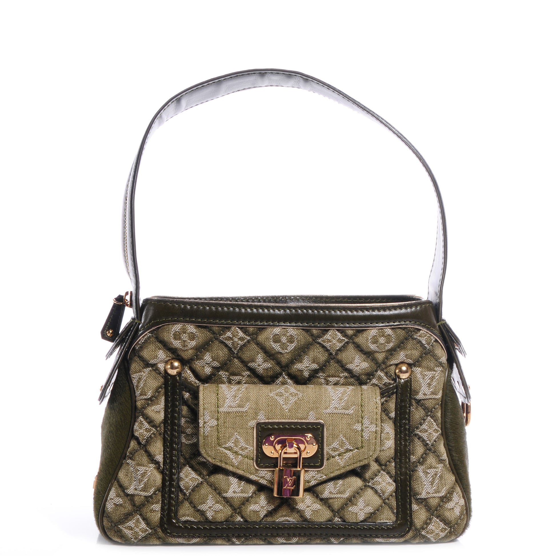Louis Vuitton Quilted Denim and Pony Fur Gondole Lichen 1 of 7