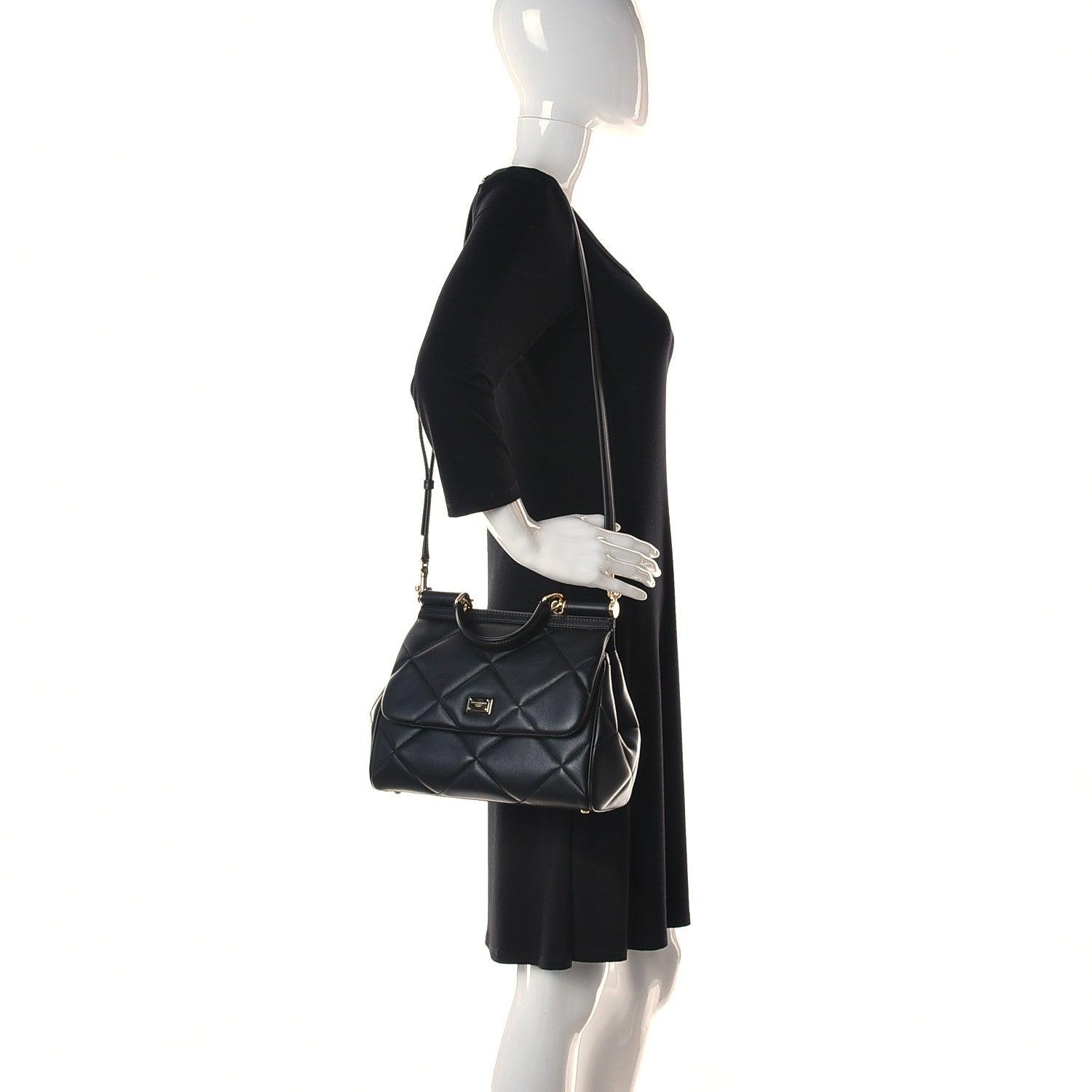Dolce & Gabbana Calfskin Quilted Small Miss Sicily Satchel Black 2 of 10