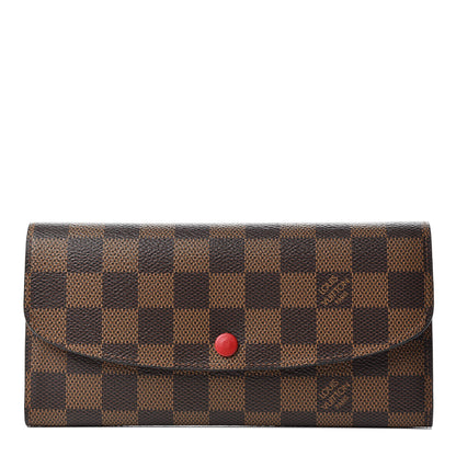 Louis Vuitton Damier Ebene Emilie Wallet Red 1 of 7