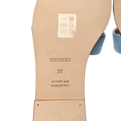 Hermes Denim Canvas Oran Sandals 39 Bleu Clair 6 of 9