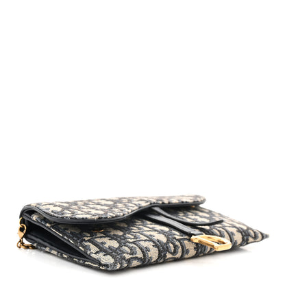 Christian Dior Oblique Saddle Chain Long Wallet Blue 5 of 12