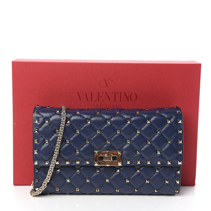Valentino Garavani Nappa Rockstud Spike Wallet on Chain Pure Blue 9 of 9