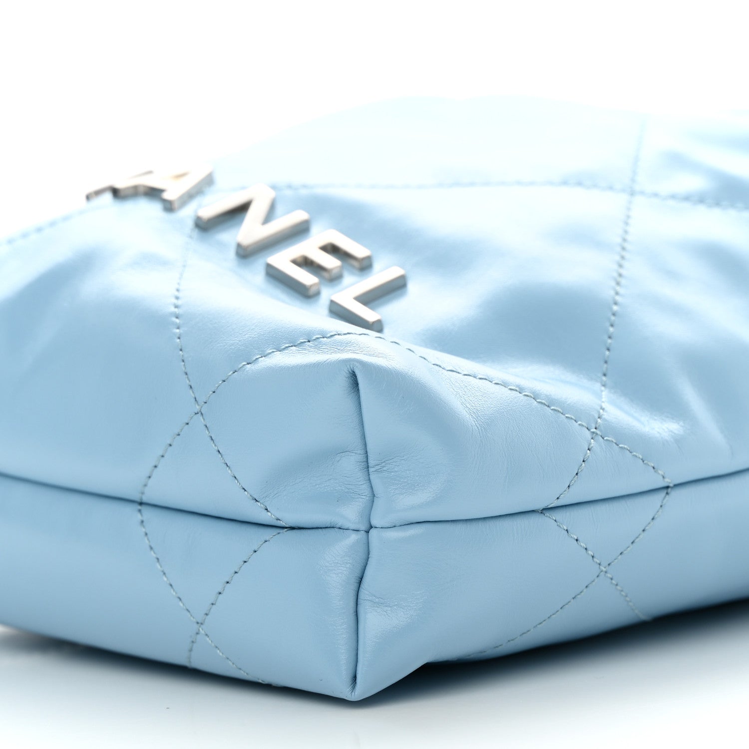 Chanel Shiny Calfskin Quilted Mini Chanel 22 Light Blue 1273972