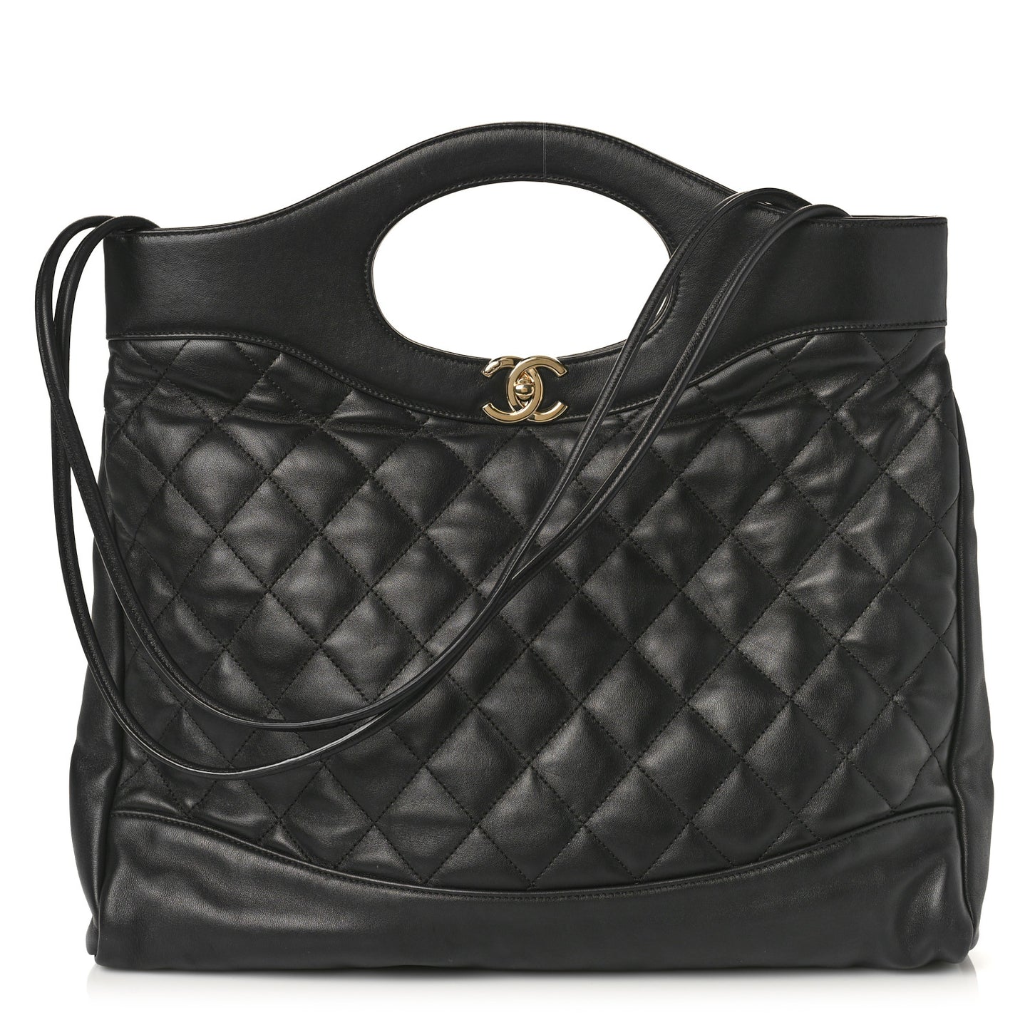 Lambskin Quilted Large 31 Shopping Bag Black