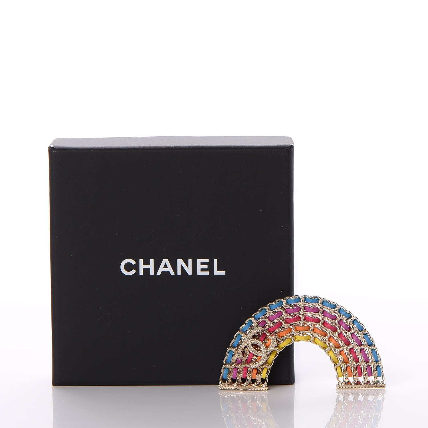 Chanel Lambskin Chain Rainbow CC Brooch Gold Multicolor 5 of 5