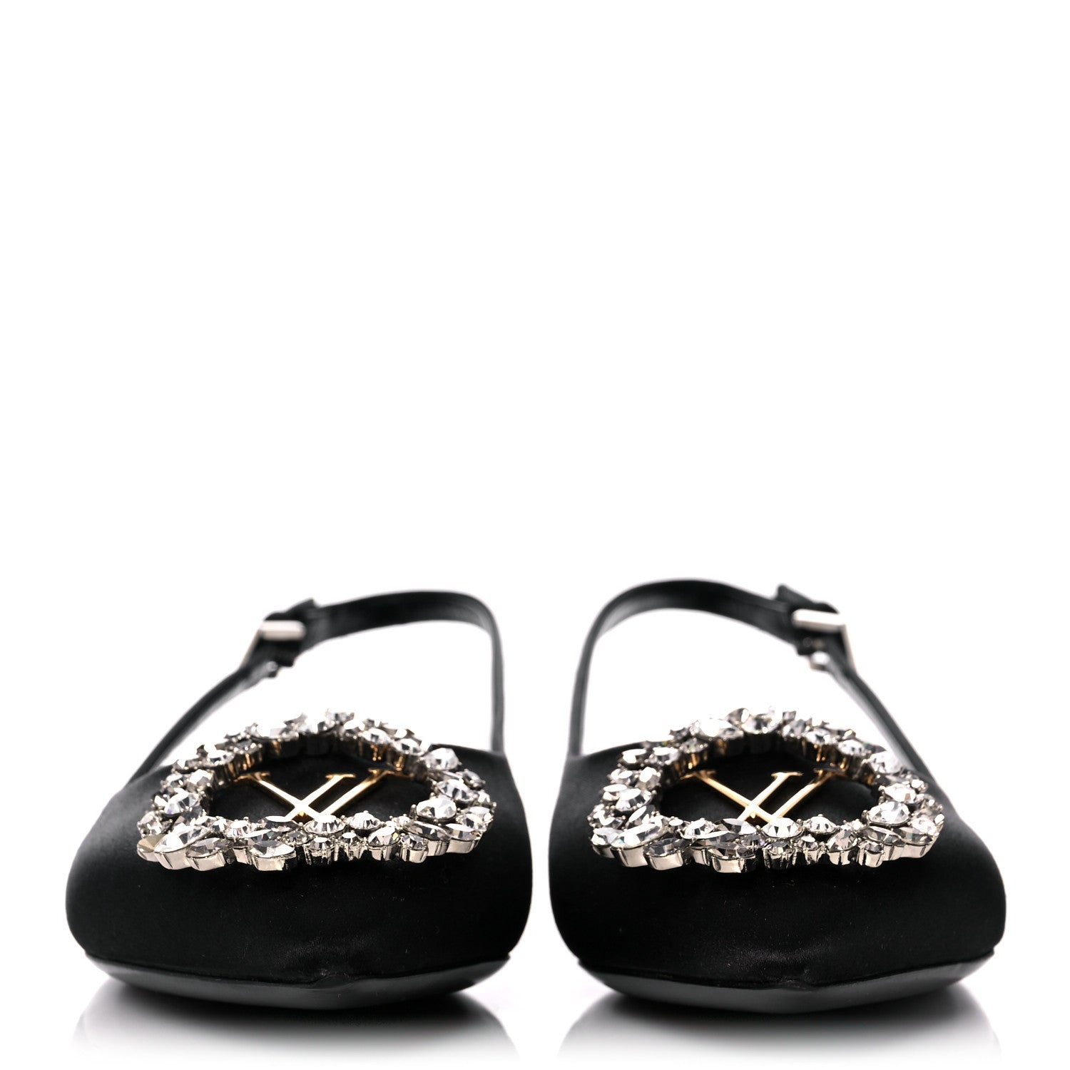 Louis Vuitton Satin Crystal Madeleine Slingback Ballerina Flats 36 Black 2 of 11