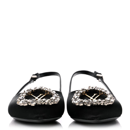 Louis Vuitton Satin Crystal Madeleine Slingback Ballerina Flats 36 Black 2 of 11