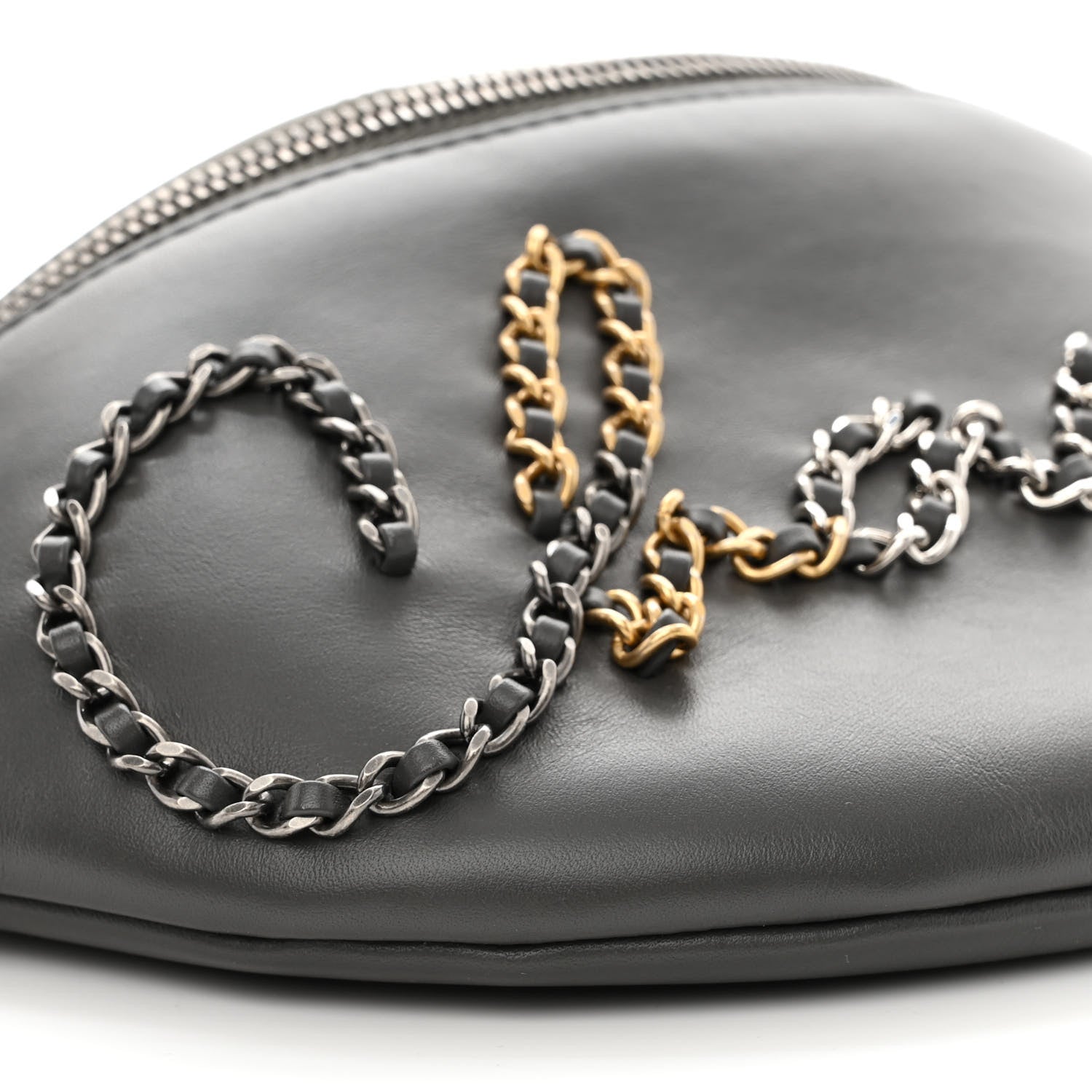 Chanel Calfskin Chain 20s Signe Waist Bag Grey 9 of 10