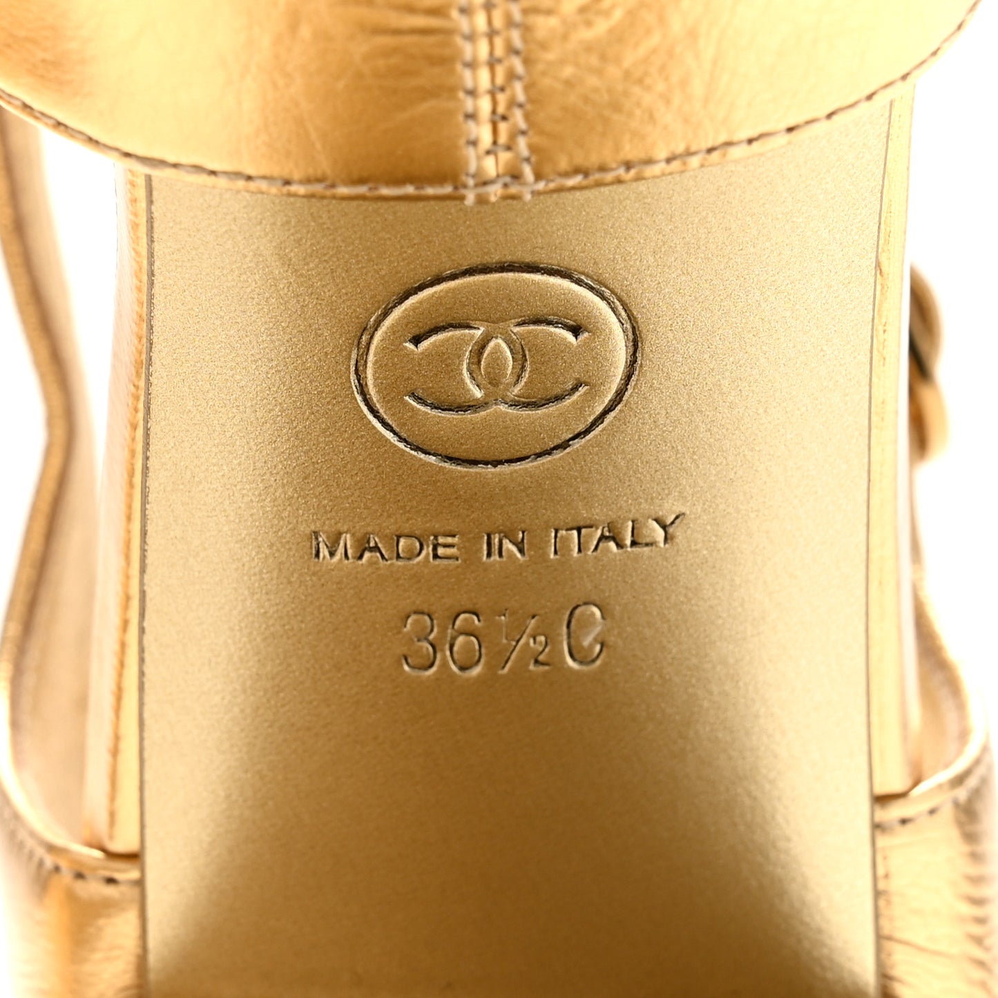 Laminated Crumpled Lambskin Platform Sandals 36.5 Gold