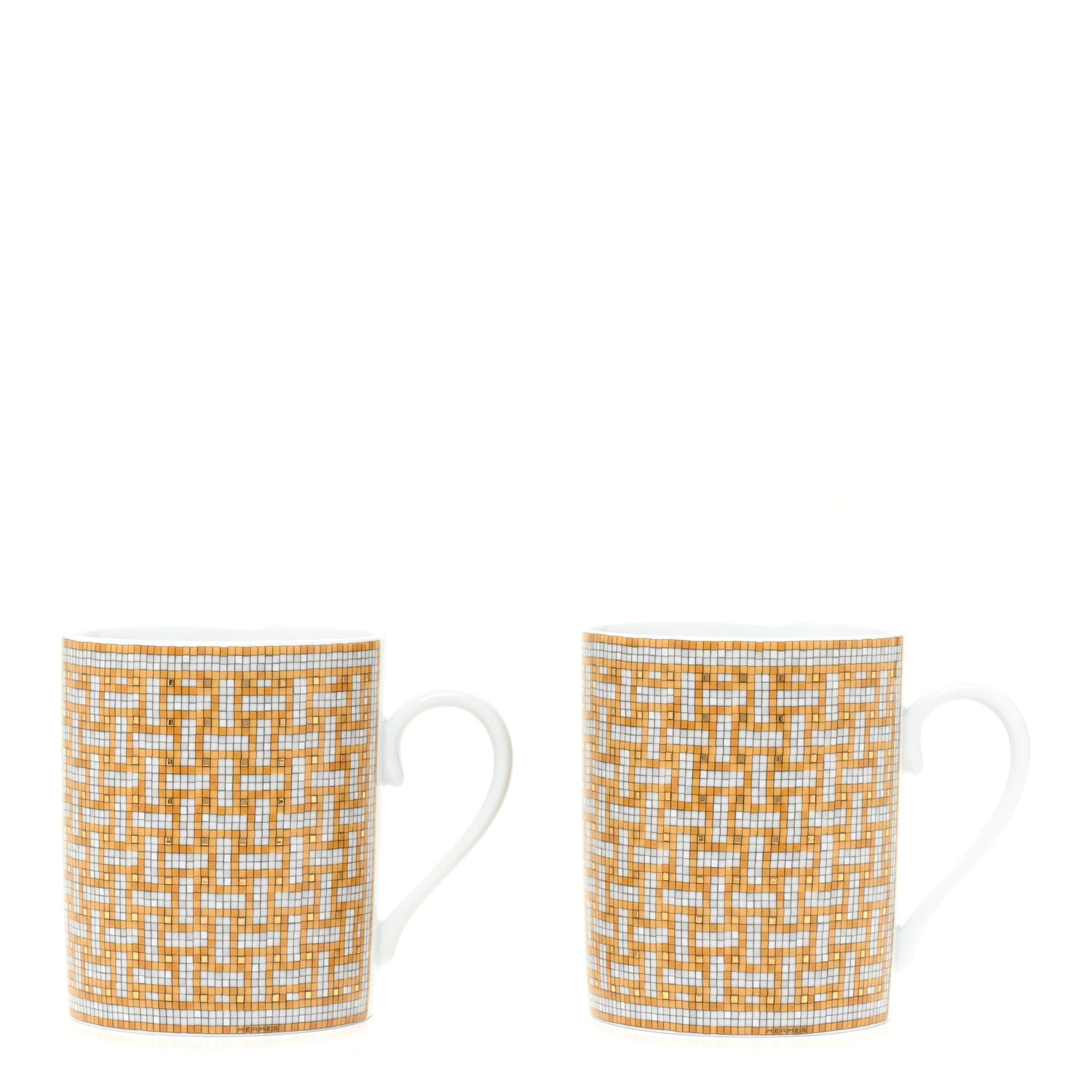 Hermes Porcelain Mosaique au 24 Mug Set of 2 Gold 1 of 8