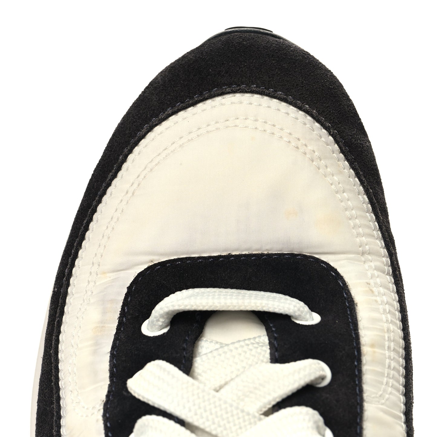 Nylon Calfskin Suede Womens CC Sneakers 41.5 White Black