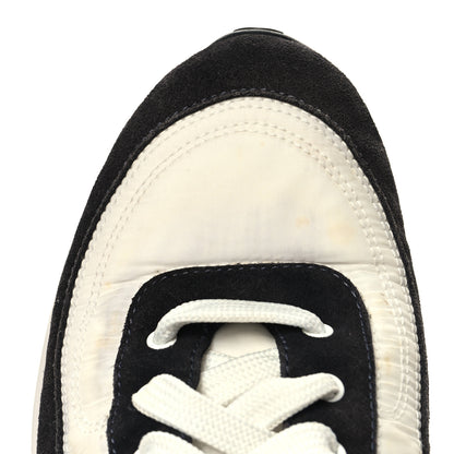 Chanel Nylon Calfskin Suede Womens CC Sneakers 41.5 White Black 8 of 10