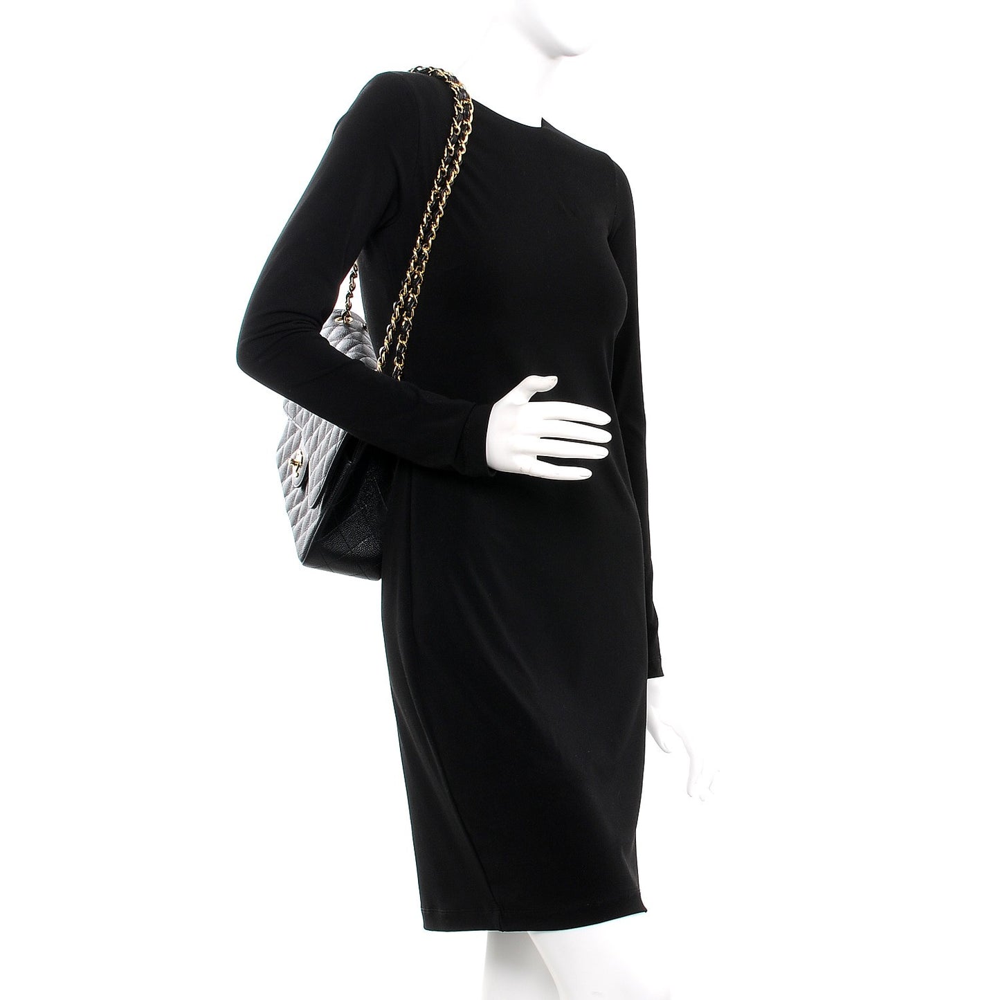 Caviar Quilted Jumbo Double Flap Black