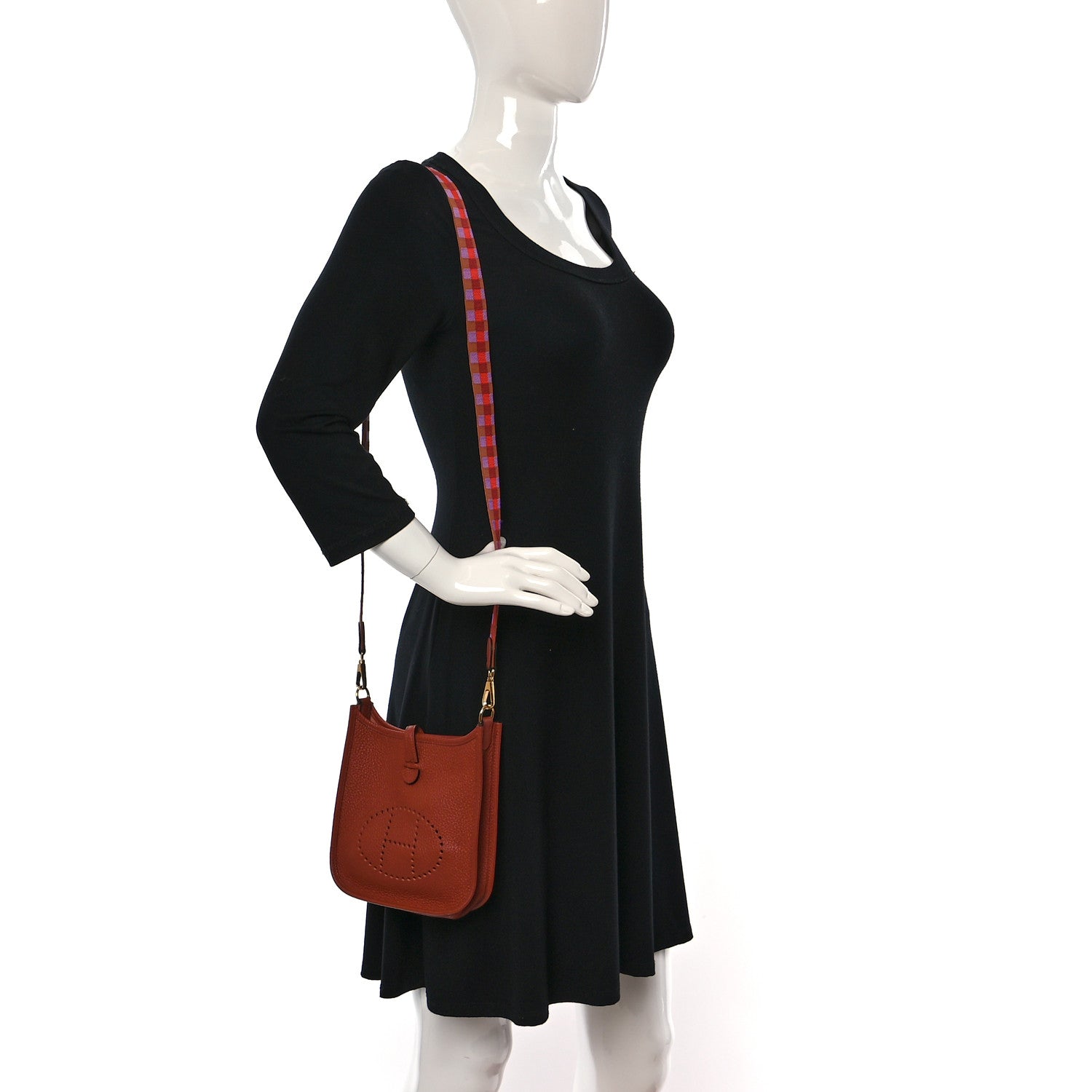 Hermes Taurillon Clemence Maxi Quadrille Evelyne TPM Cuivre Capucine Parme Rouge Duchess 3 of 8