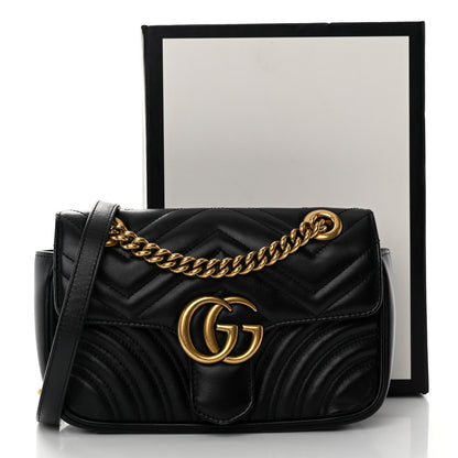 Gucci Calfskin Matelasse Mini GG Marmont Shoulder Bag Black 11 of 11