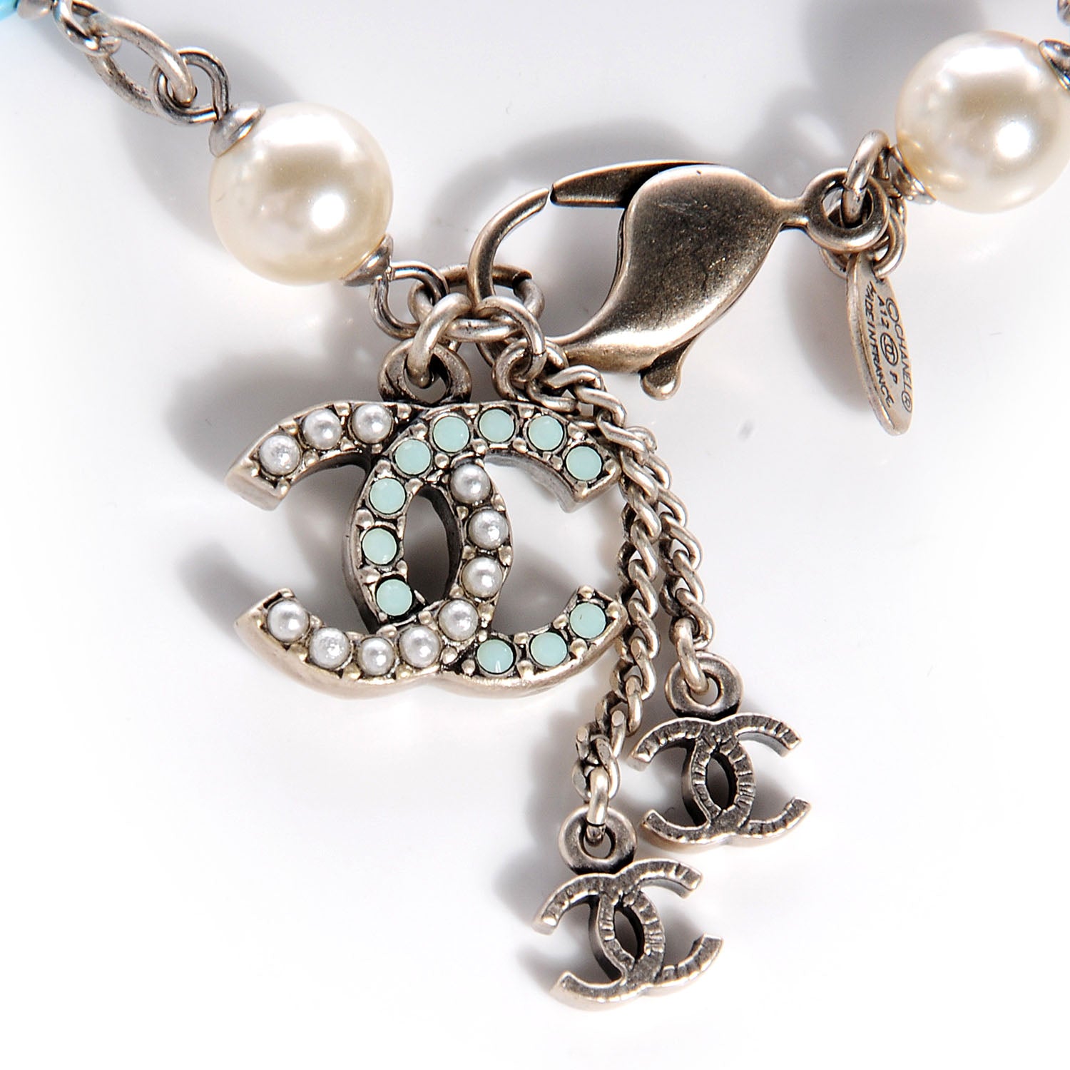 Chanel Pearl Beaded CC Charm Bracelet Multicolor 3 of 6