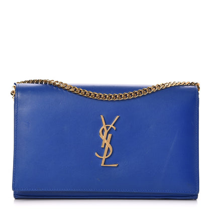 Saint Laurent Calfskin Monogram Chain Wallet Royal Blue 1 of 8