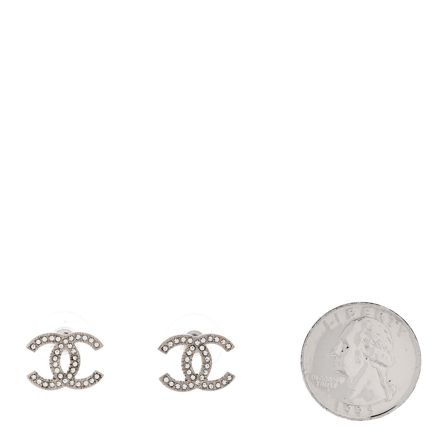 Chanel Crystal CC Earrings Silver 2 of 5