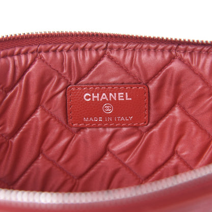 Chanel Caviar Chevron Quilted Medium Cosmetic Case Red 6 of 8